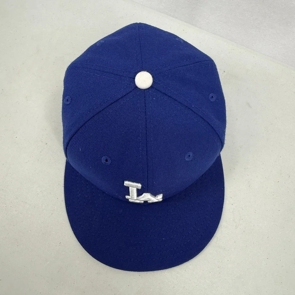 New Era‎ 59FIFTY Fitted Hat Mens 7 1/4 Blue Los Angeles Dodgers MLB On-Field Cap